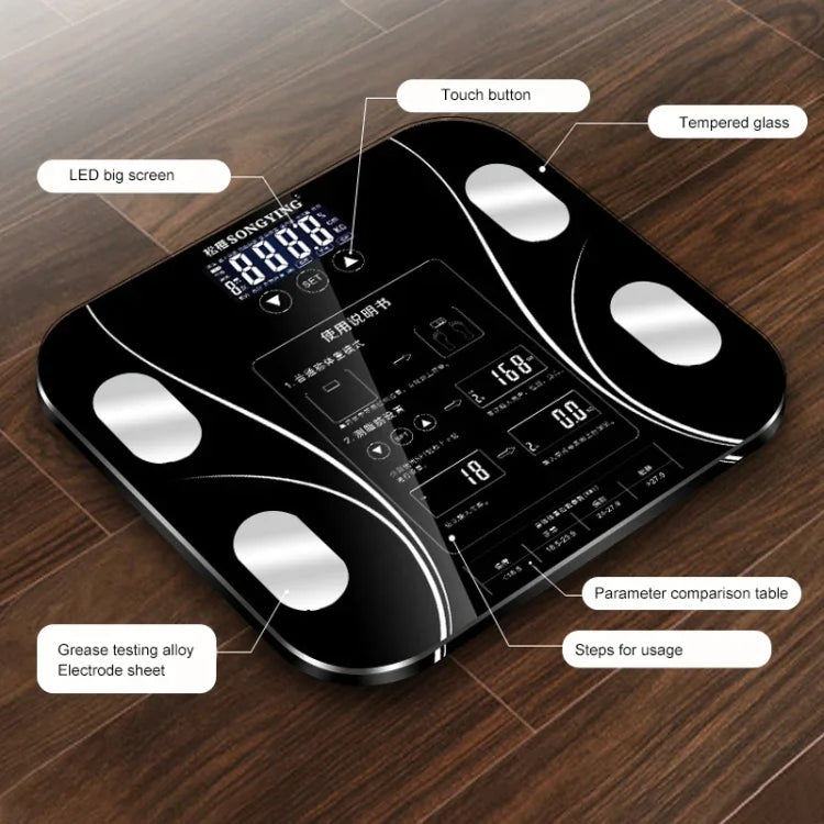 Pèse-personne électronique intelligent avec écran LCD, pèse-personne numérique pour salle de bain