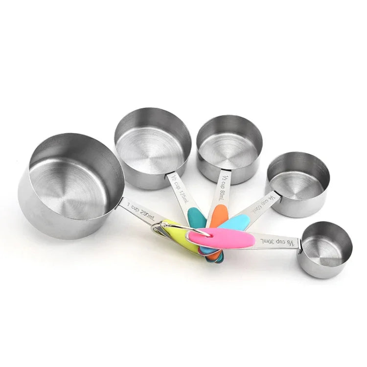Set de cuillères doseuses en acier inoxydable, cuillère à café, ustensile de cuisine pour pâtisserie, tasse à mesurer 5 en 1, cuillère à mesurer 5 en 1, tasse à mesurer 5 en 1 (couleur), cuillère à mesurer 5 en 1 (couleur)