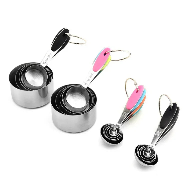 Set de cuillères doseuses en acier inoxydable, cuillère à café, ustensile de cuisine pour pâtisserie, tasse à mesurer 5 en 1, cuillère à mesurer 5 en 1, tasse à mesurer 5 en 1 (couleur), cuillère à mesurer 5 en 1 (couleur)