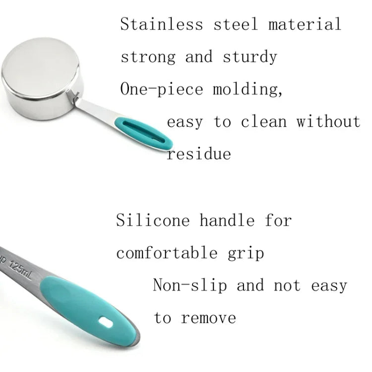 Set de cuillères doseuses en acier inoxydable, cuillère à café, ustensile de cuisine pour pâtisserie, tasse à mesurer 5 en 1, cuillère à mesurer 5 en 1, tasse à mesurer 5 en 1 (couleur), cuillère à mesurer 5 en 1 (couleur)