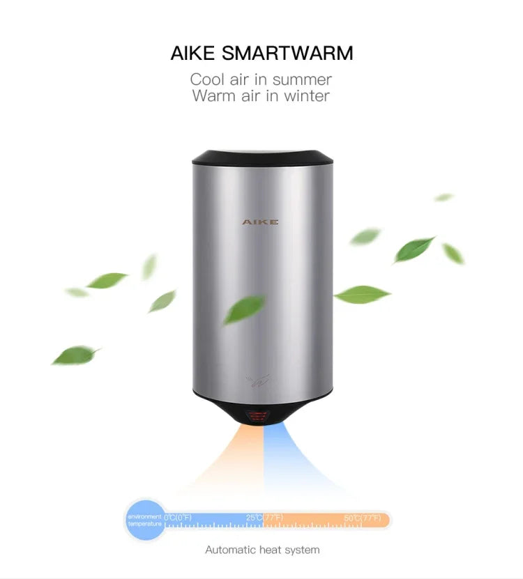 Sèche-mains Automatique à Capteur Jet d'Air Haute Vitesse en Acier Inoxydable 304 pour Maison Hôtel Aéroport