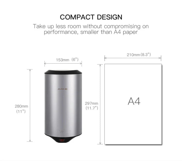 Sèche-mains Automatique à Capteur Jet d'Air Haute Vitesse en Acier Inoxydable 304 pour Maison Hôtel Aéroport