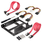 Kit d’adaptateur de montage métal 2,5 pouces vers 3,5 pouces pour disque dur externe HDD SSD avec câbles SATA données et alimentation et vis