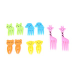 5 ensembles de 10 pièces – Fourchettes à fruits créatives en plastique en forme d'animaux de dessin animé, décorations de bento, cure-dents pour enfants