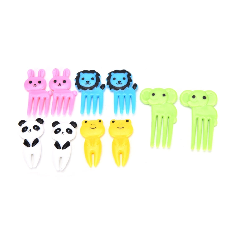 5 ensembles de 10 pièces – Fourchettes à fruits créatives en plastique en forme d'animaux de dessin animé, décorations de bento, cure-dents pour enfants