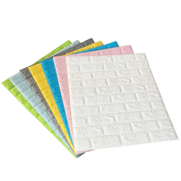 2 PCS Papier Peint Auto-adhésif Imperméable Fond TV Briques Stickers Muraux 3D Papier Peint Salon Fresque Stickers Décoratifs Chambre, 70cm x 77cm