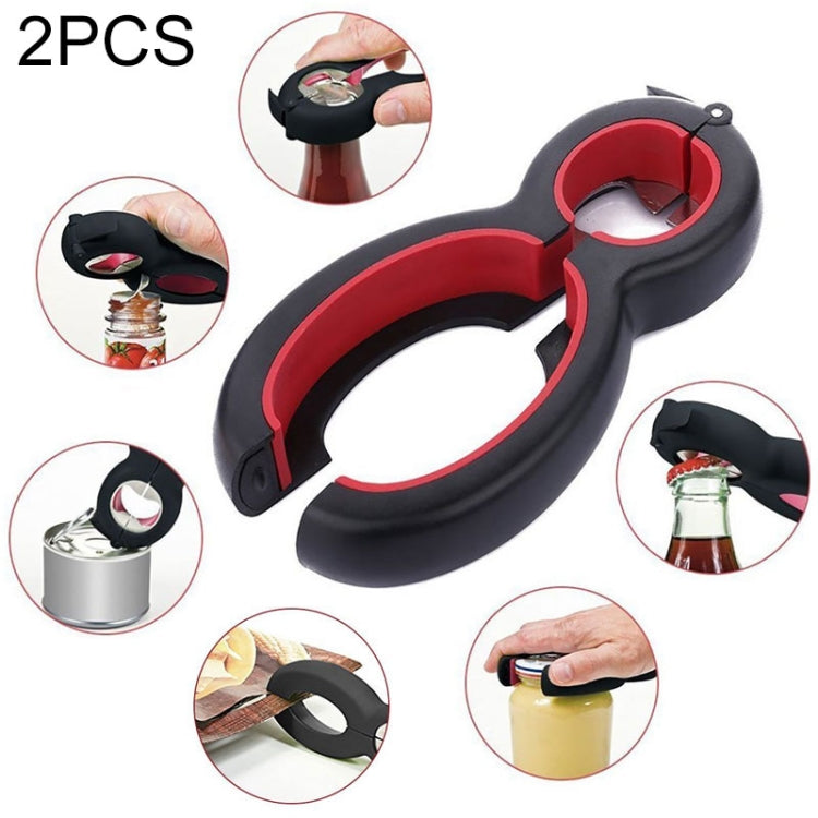 2 Décapsuleurs Multifonctionnels 6 en 1, Ouvre-Bocal Universel, Ouvre-Bouteille de Vin et de Bière, Ouvre-Bocal à Vis, Décapsuleur.