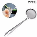 2 passoires de cuisine en acier inoxydable, passoire à mailles pour légumes, résidus et huile, dimensions : 19 x 7,3 x 6,2 cm, 19 x 7,3 x 6,2 cm