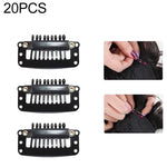 20 pinces à cheveux de 32 mm à 9 dents pour extensions, en métal avec dos en silicone