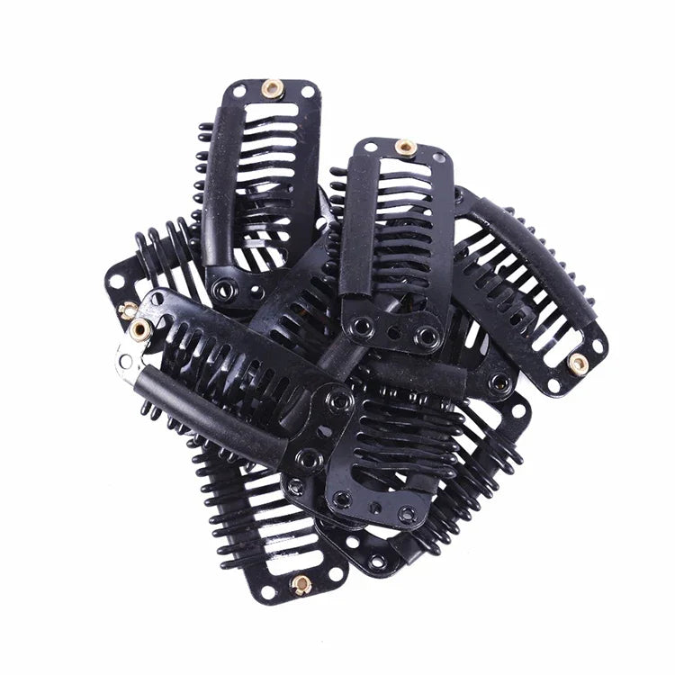 20 pinces à cheveux de 32 mm à 9 dents pour extensions, en métal avec dos en silicone