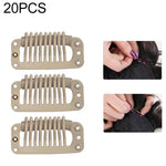 20 pinces à cheveux de 32 mm à 9 dents pour extensions, en métal avec dos en silicone