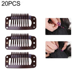 20 pinces à cheveux de 32 mm à 9 dents pour extensions, en métal avec dos en silicone