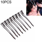 10 pinces à cheveux en acier inoxydable, pinces à cheveux canard, pinces à cheveux en métal, grandes pinces en fer à trou unique