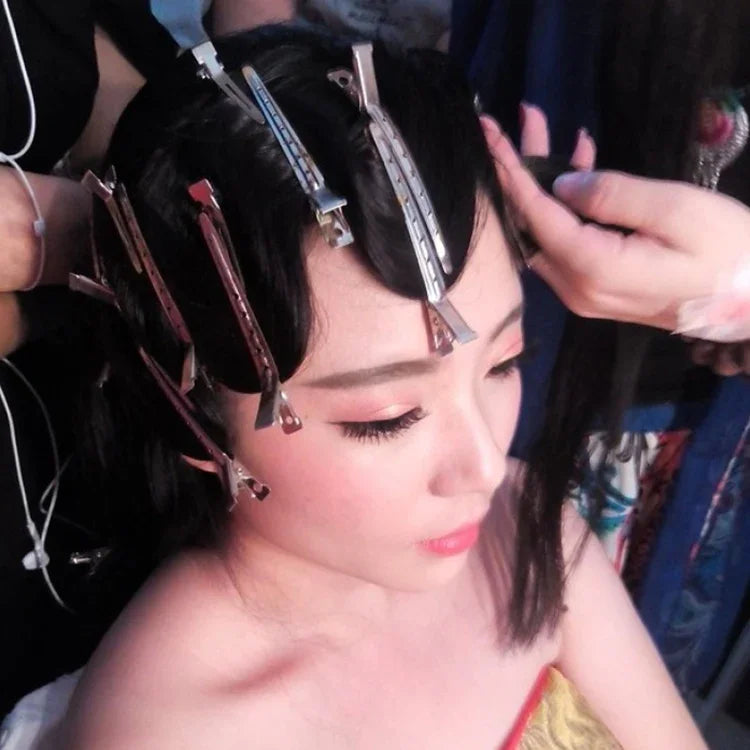 10 pinces à cheveux en acier inoxydable, pinces à cheveux canard, pinces à cheveux en métal, grandes pinces en fer à trou unique