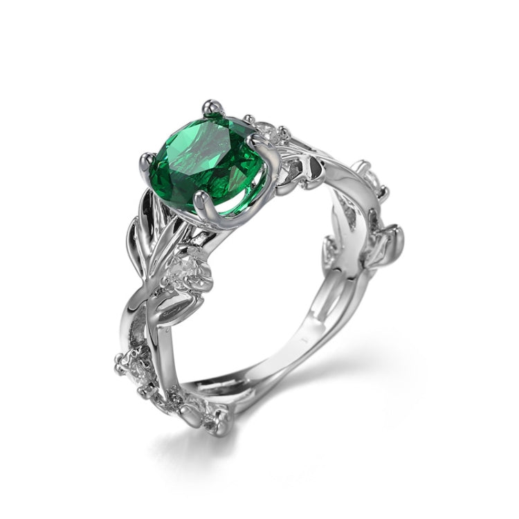 Bague de Fiançailles Femme avec Feuille de Vigne en Cristal Bijoux, 6, 8