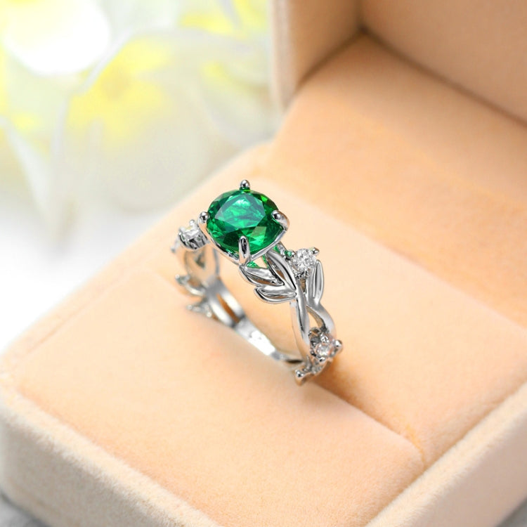 Bague de Fiançailles Femme avec Feuille de Vigne en Cristal Bijoux, 6, 8