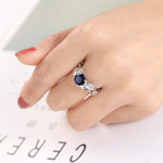 Bague de Fiançailles Femme avec Feuille de Vigne en Cristal Bijoux, 6, 8