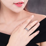 Bague de Fiançailles Femme avec Feuille de Vigne en Cristal Bijoux, 6, 8