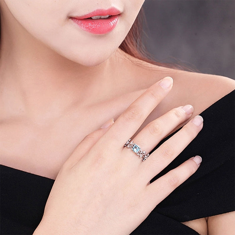 Bague de Fiançailles Femme avec Feuille de Vigne en Cristal Bijoux, 6, 8