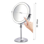 Miroir de maquillage lumineux LED rond double face de bureau, miroir grossissant relevable, Plan + Grossissement 3x (8 pouces rechargeable), Plan + Grossissement 5x (8 pouces rechargeable), Plan + Grossissement 7x (8 pouces rechargeable)