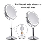 Miroir de maquillage lumineux LED rond double face de bureau, miroir grossissant relevable, Plan + Grossissement 3x (8 pouces rechargeable), Plan + Grossissement 5x (8 pouces rechargeable), Plan + Grossissement 7x (8 pouces rechargeable)