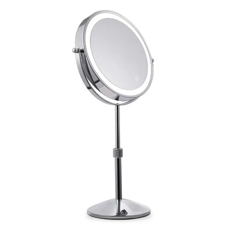 Miroir de maquillage lumineux LED rond double face de bureau, miroir grossissant relevable, Plan + Grossissement 3x (7 pouces rechargeable), Plan + Grossissement 5x (7 pouces rechargeable), Plan + Grossissement 7x (7 pouces rechargeable)