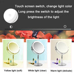 Miroir de maquillage lumineux LED rond double face de bureau, miroir grossissant relevable, Plan + Grossissement 3x (7 pouces rechargeable), Plan + Grossissement 5x (7 pouces rechargeable), Plan + Grossissement 7x (7 pouces rechargeable)