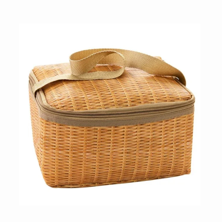 Sac de Pique-nique de Camping Extérieur Panier en Osier Boîte Isotherme de Rangement pour Déjeuner
