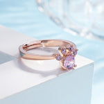 Bague Ajustable Patte de Chat Mignonne en Cristal pour Femme