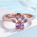 Bague Ajustable Patte de Chat Mignonne en Cristal pour Femme