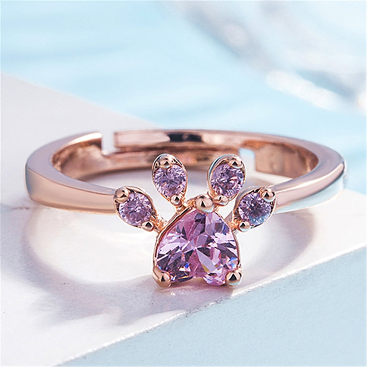 Bague Ajustable Patte de Chat Mignonne en Cristal pour Femme