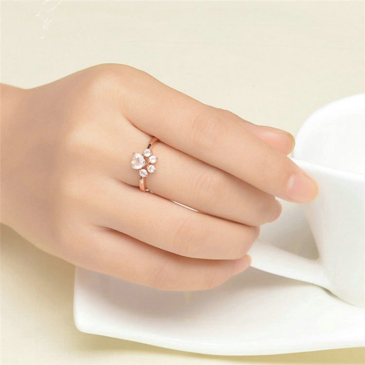 Bague Ajustable Patte de Chat Mignonne en Cristal pour Femme