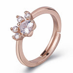 Bague Ajustable Patte de Chat Mignonne en Cristal pour Femme