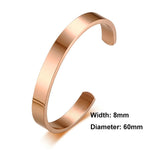 Bracelet jonc en acier inoxydable de 8 mm de large pour femmes et hommes, Or Rose, Argent, Noir, Or