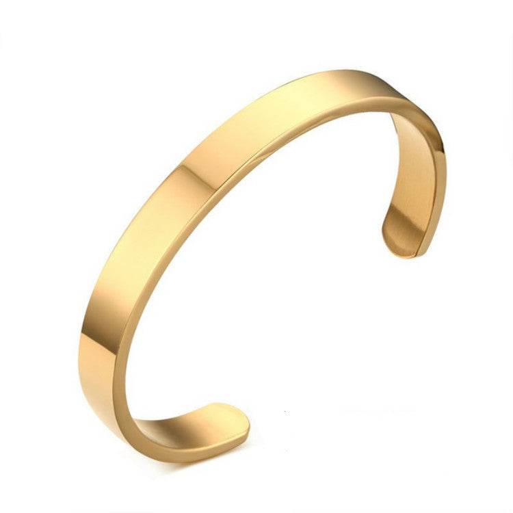 Bracelet jonc en acier inoxydable de 8 mm de large pour femmes et hommes, Or Rose, Argent, Noir, Or