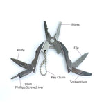 Pince pliante multifonction portable Couteau pliant en acier inoxydable Porte-clés tournevis, Porte-clés couteau tournevis