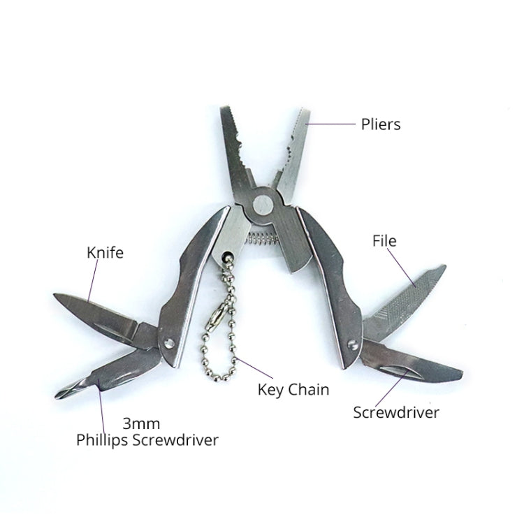 Pince pliante multifonction portable Couteau pliant en acier inoxydable Porte-clés tournevis, Porte-clés couteau tournevis