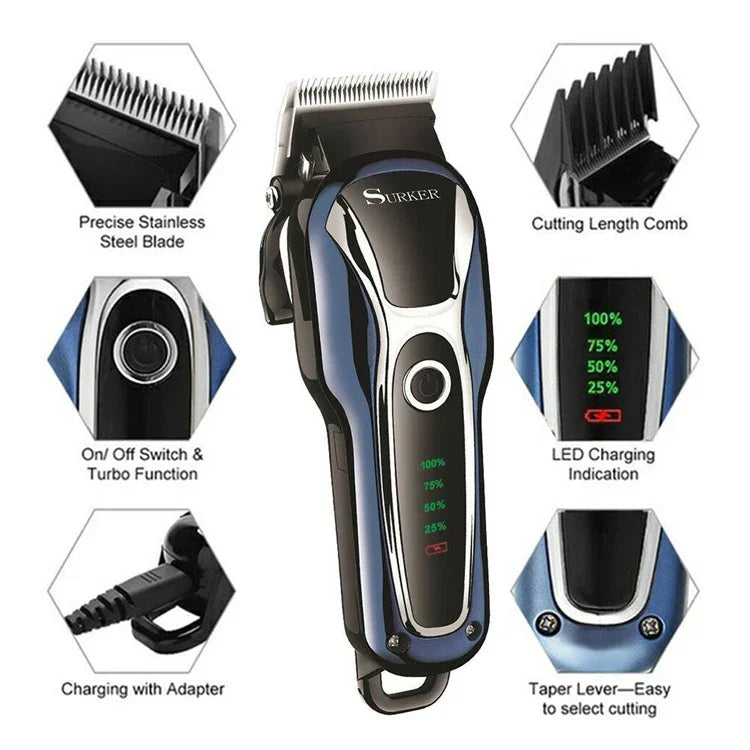 Tondeuse à Cheveux Surker SK-803 Puissance Élevée LCD Tondeuse Électrique Double Usage à Brancher