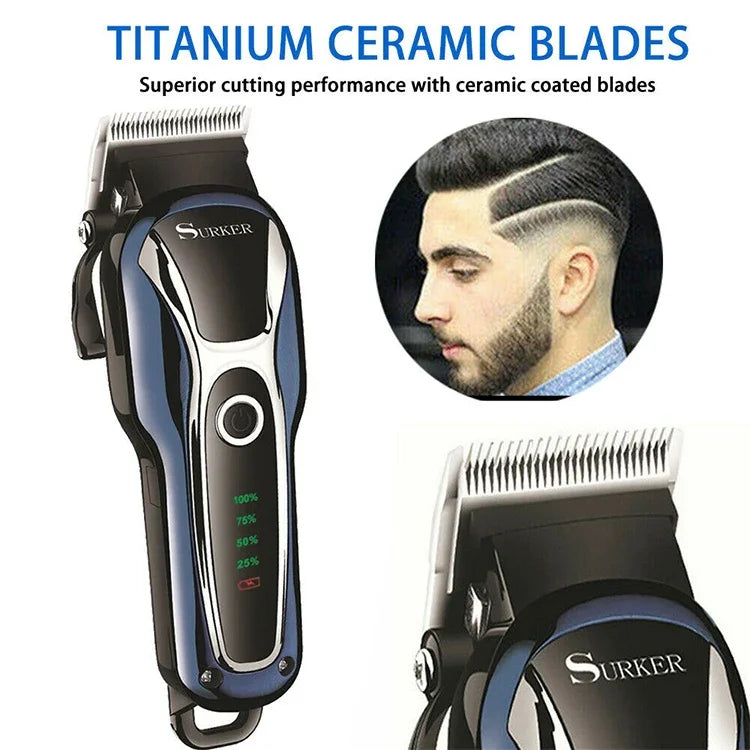 Tondeuse à Cheveux Surker SK-803 Puissance Élevée LCD Tondeuse Électrique Double Usage à Brancher