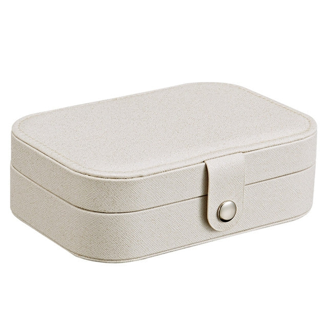 Boîte à bijoux simple pour boucles d'oreilles, bagues, assiettes, boîte de rangement multifonction en cuir portable
