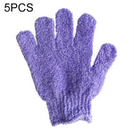 5 gants de bain exfoliants pour spa massage corps, violet, vert, bleu, orange, rouge