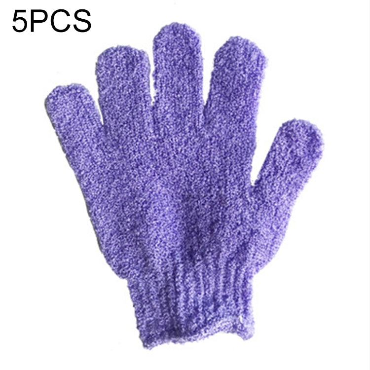 5 gants de bain exfoliants pour spa massage corps, violet, vert, bleu, orange, rouge