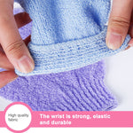 5 gants de bain exfoliants pour spa massage corps, violet, vert, bleu, orange, rouge