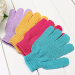 5 gants de bain exfoliants pour spa massage corps, violet, vert, bleu, orange, rouge