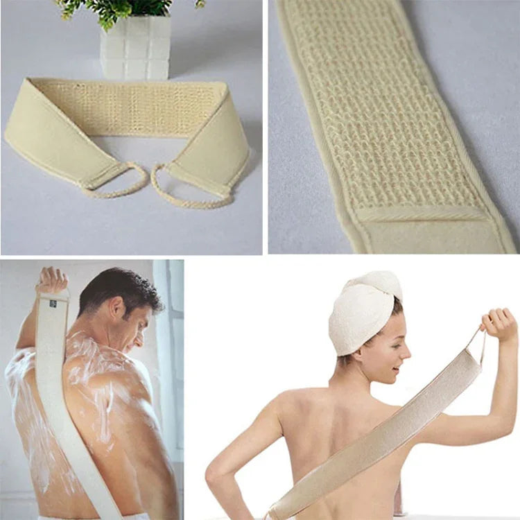 Éponge exfoliante douce pour soin de la peau avec sangle dorsale pour bain, douche, massage corporel, outil de nettoyage spa, éponge douce pour la peau avec sangle dorsale
