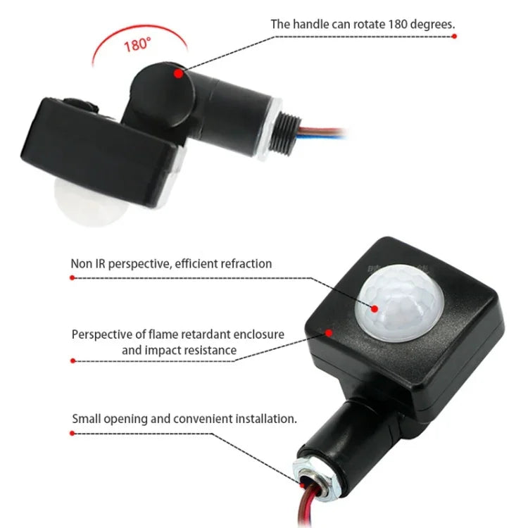 Détecteur de mouvement infrarouge PIR automatique pour interrupteur mural, 10mm, 12mm