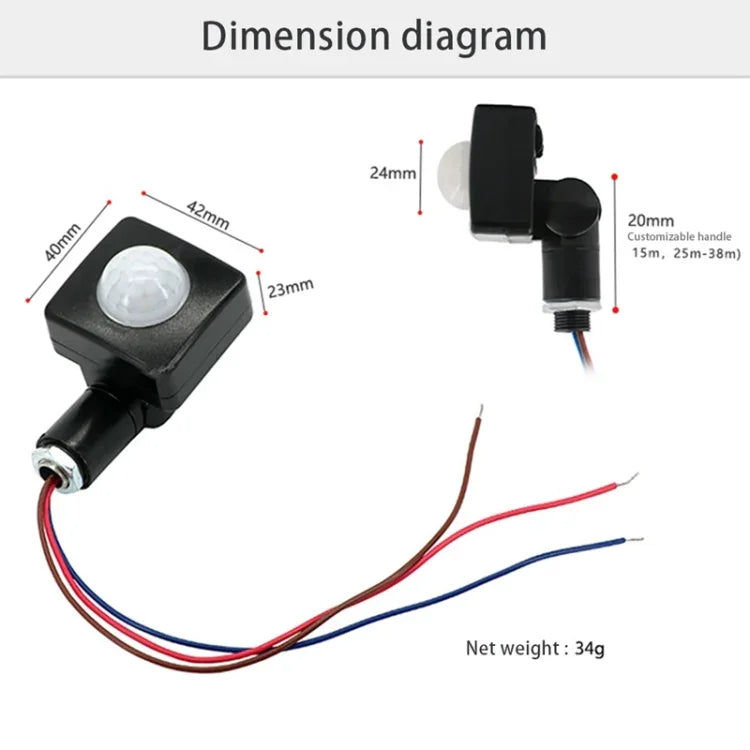 Détecteur de mouvement infrarouge PIR automatique pour interrupteur mural, 10mm, 12mm