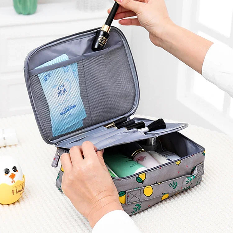 Trousse de Toilette de Voyage Matelassée Imperméable de Grande Capacité pour Femme, Sac de Rangement pour Esthéticienne, Trousse de Maquillage pour Femmes