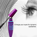 Mascara noir express maquillage yeux recourbant mascara waterproof fusée, Bleu foncé, Violet, Jaune