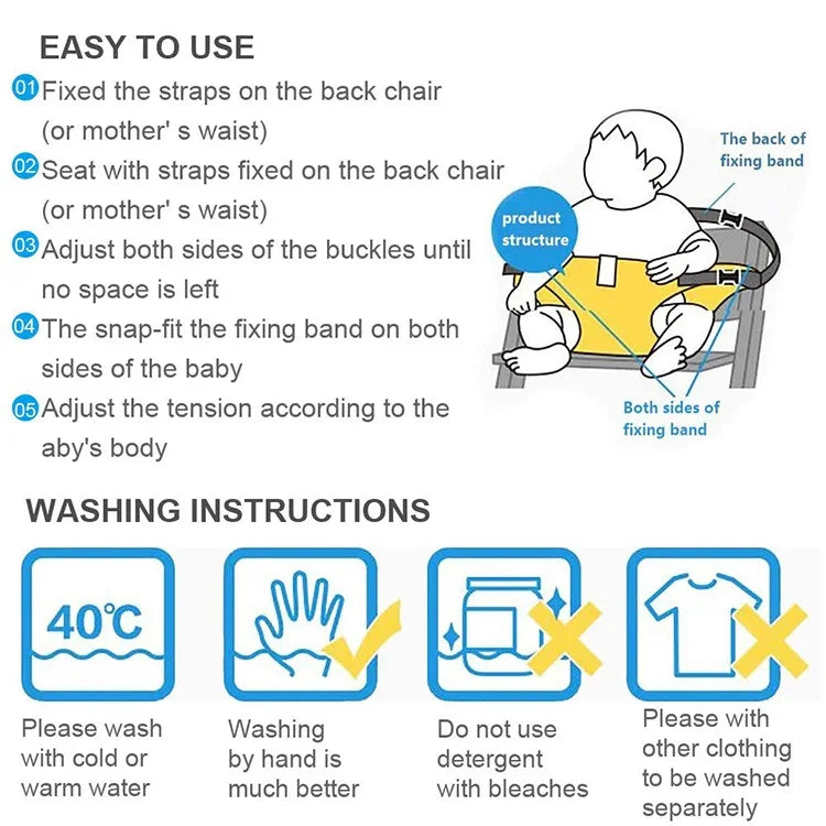 Chaise portable siège chaise de repas déjeuner ceinture de sécurité housse extensible harnais chaise d'alimentation rehausseur de siège